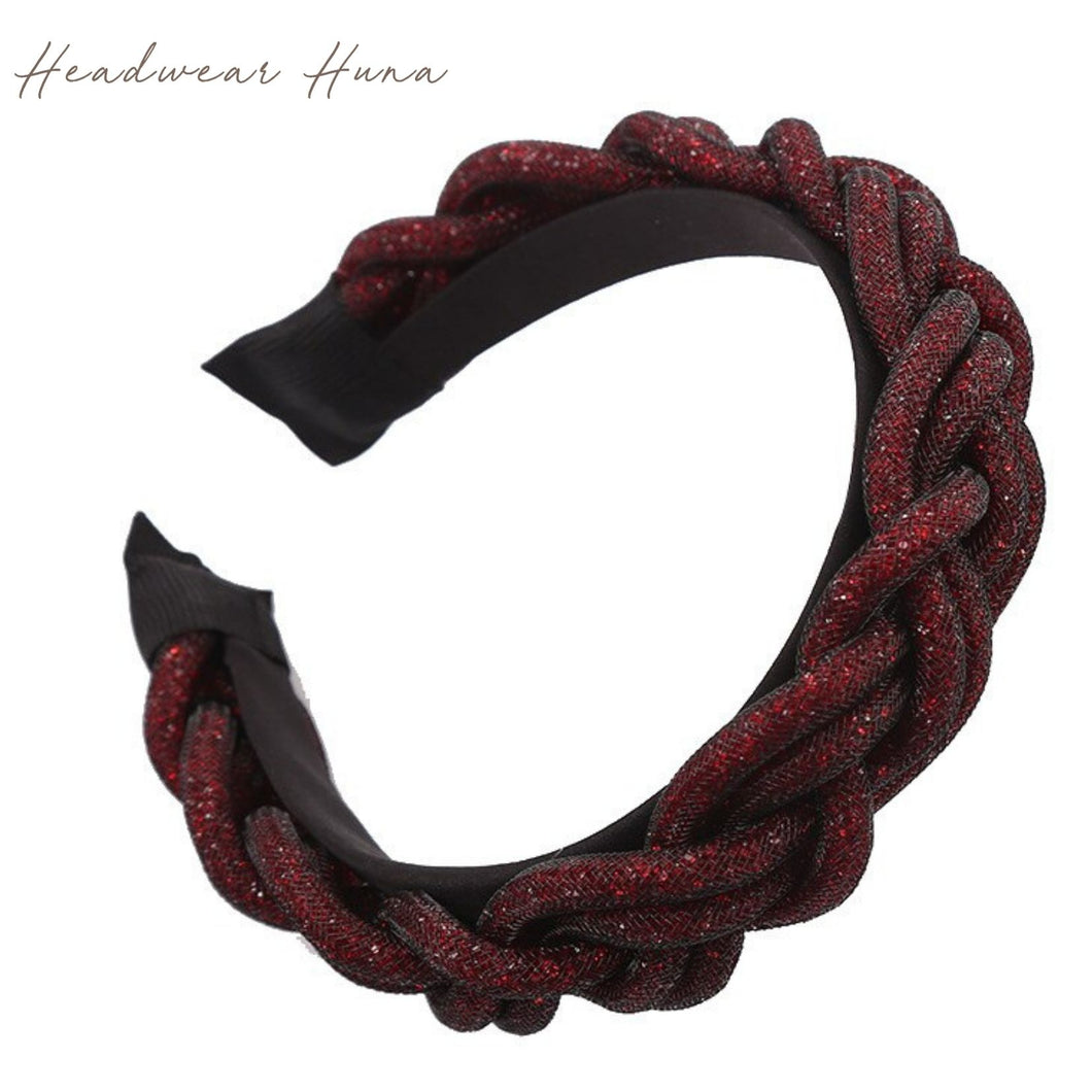 NEW Bella Braided Mesh Headband - Red or Mustard